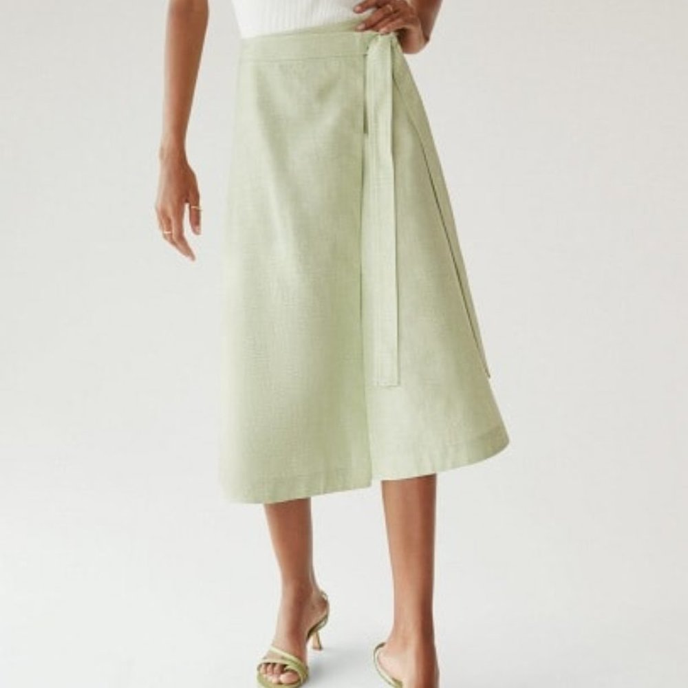 Mango Linen Wrap Skirt - size 8